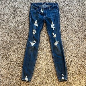 Hollister Dark Blue Distressed Skinny Jeans